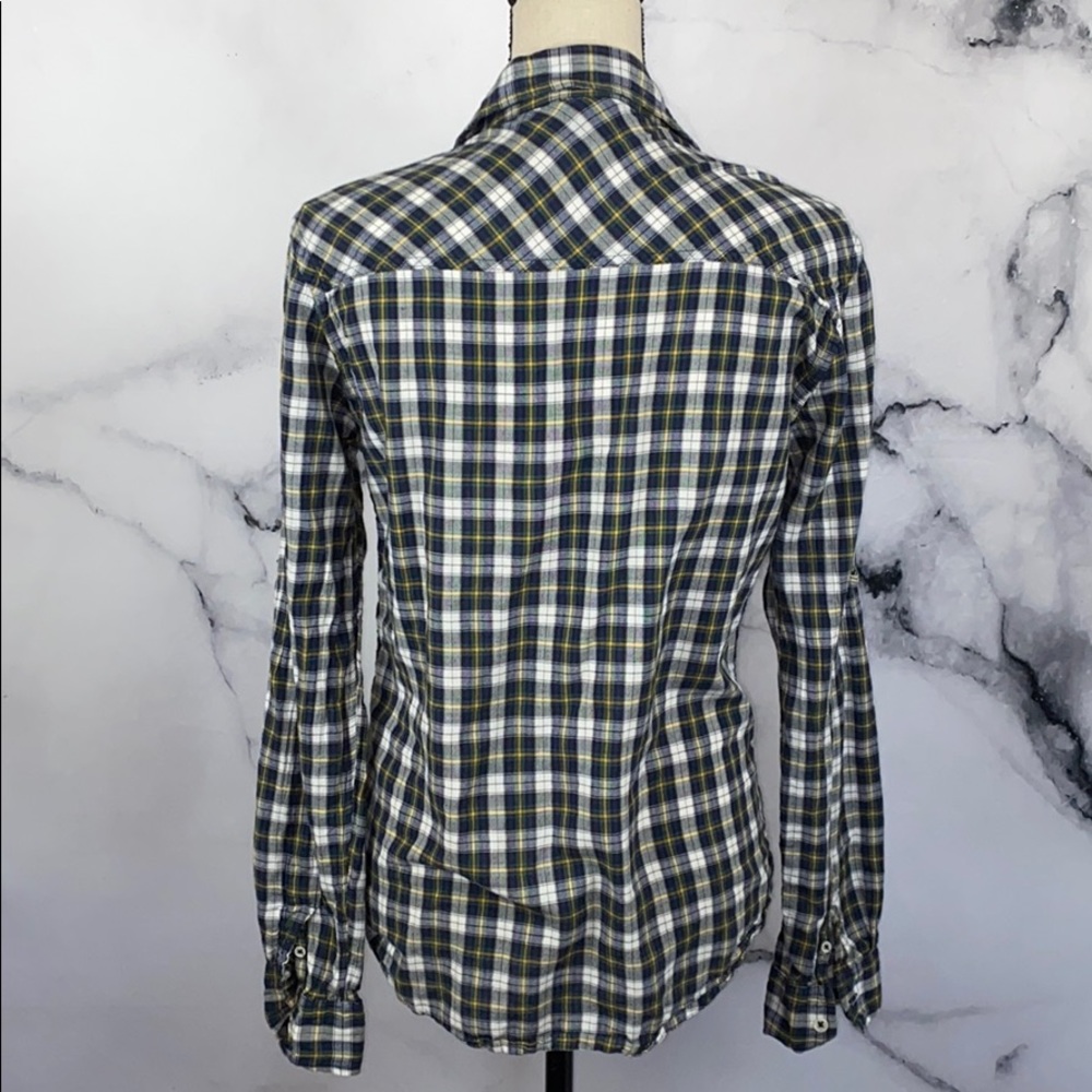 ๐ BDG blue plaid cotton button down shirt small - Picture 4 of 6